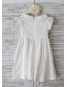 Peter Pan Collar Ivory Cotton Knee Length Flower Girl Dress Peter Pan Collar Ivory Cotton Knee Length Flower Girl Dress